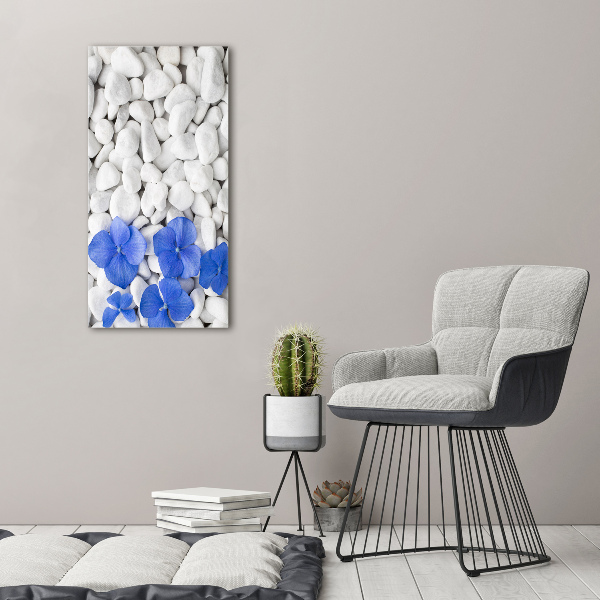 Verticale glasfoto Hortensia-stenen