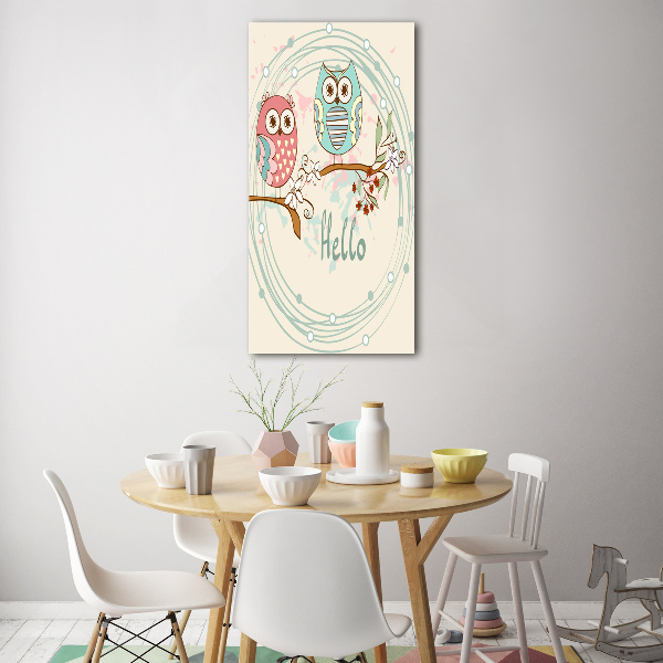 Verticale foto op glas Uilen