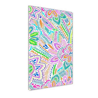 Verticale glasfoto Bloemenpatroon