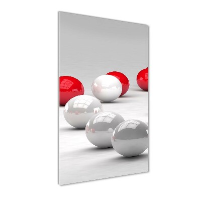 Verticale glasfoto Rode en witte ballen