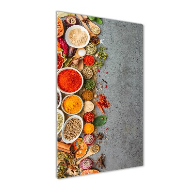 Verticale glasfoto Kleurrijke kruiden