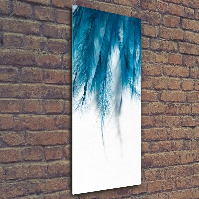 Verticale glasfoto Blauwe veren