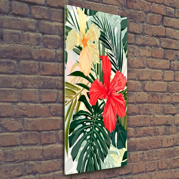 Verticale glasfoto Hawaiiaanse bloemen