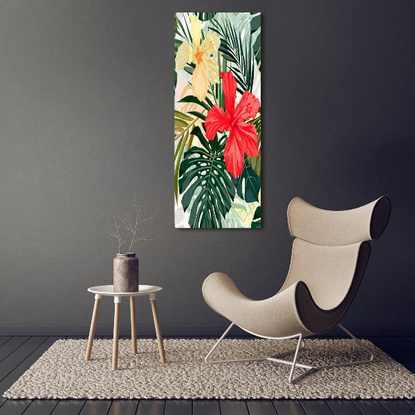 Verticale glasfoto Hawaiiaanse bloemen