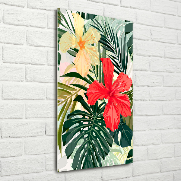 Verticale glasfoto Hawaiiaanse bloemen