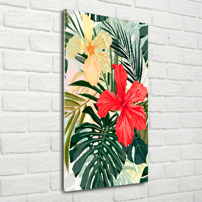Verticale glasfoto Hawaiiaanse bloemen