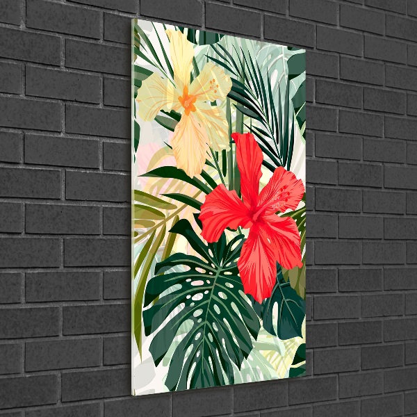 Verticale glasfoto Hawaiiaanse bloemen