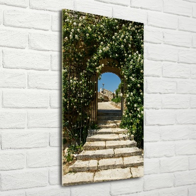 Verticale glasfoto Bloemenboog