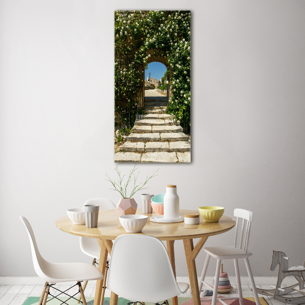 Verticale glasfoto Bloemenboog