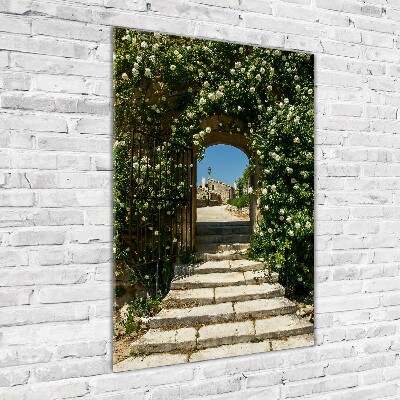 Verticale glasfoto Bloemenboog