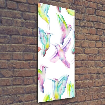 Verticaal glasschilderij Kleurrijke kolibries