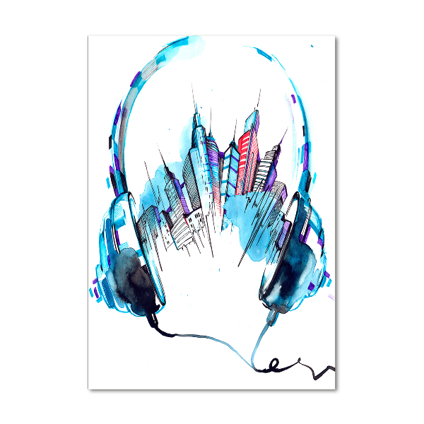 Verticale glasfoto Muziek van de stad