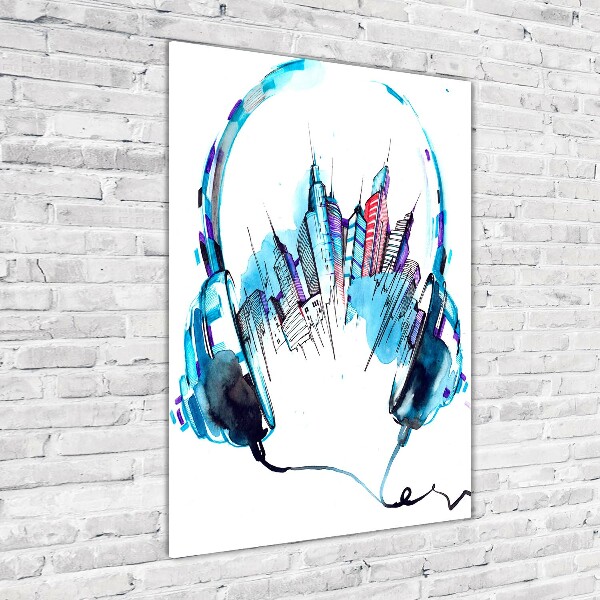 Verticale glasfoto Muziek van de stad