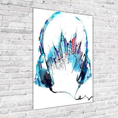 Verticale glasfoto Muziek van de stad