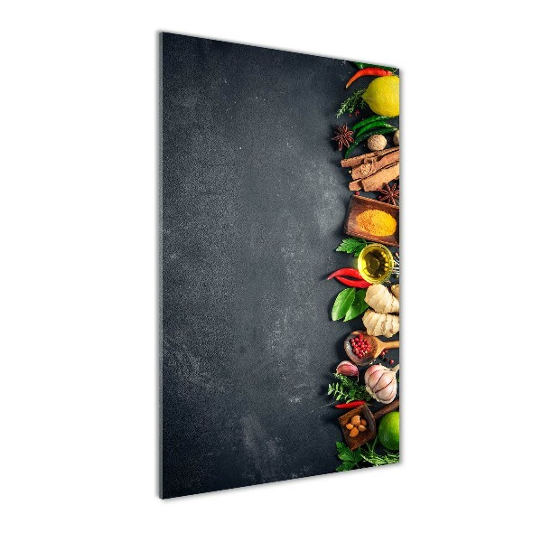 Verticale glasfoto Specerijen en kruiden