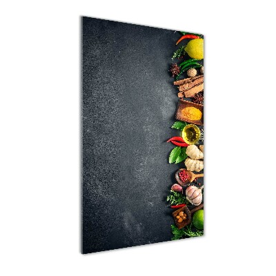 Verticale glasfoto Specerijen en kruiden