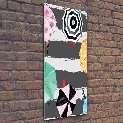 Verticale glasfoto Kleurrijke paraplu's