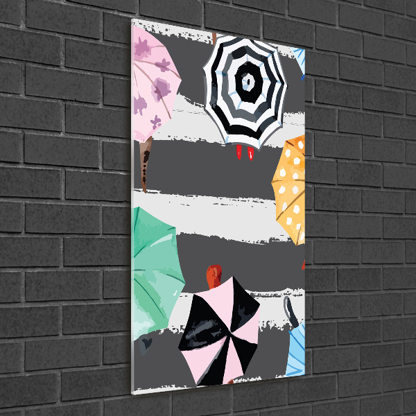 Verticale glasfoto Kleurrijke paraplu's