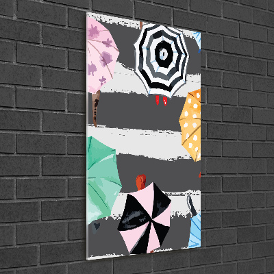 Verticale glasfoto Kleurrijke paraplu's