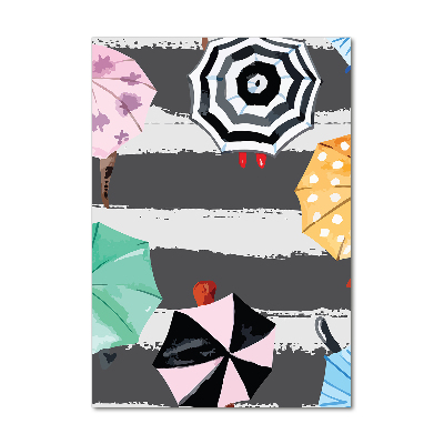 Verticale glasfoto Kleurrijke paraplu's