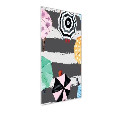 Verticale glasfoto Kleurrijke paraplu's