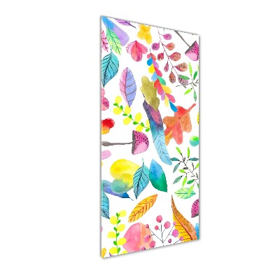 Verticale glasfoto Bladeren en paddenstoelen