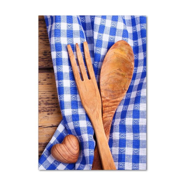 Verticaal glasschilderij Houten bestek