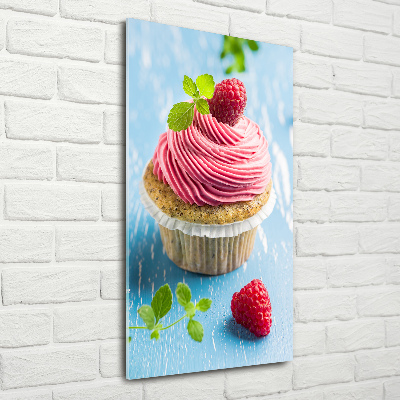 Verticale foto op glas Frambozen cupcake