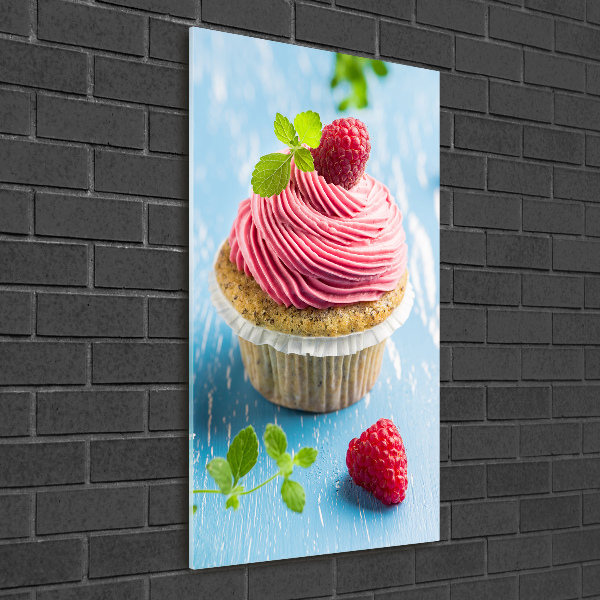 Verticale foto op glas Frambozen cupcake