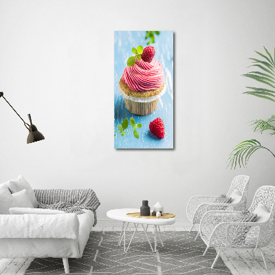 Verticale foto op glas Frambozen cupcake