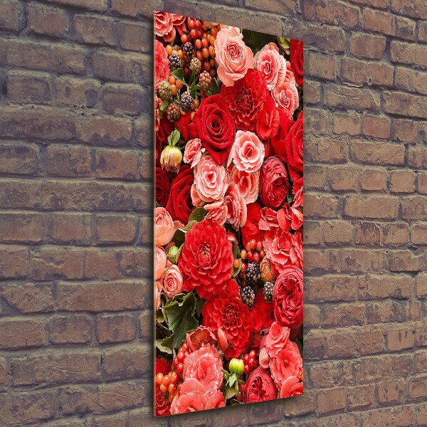 Verticale glasfoto Een boeket bloemen