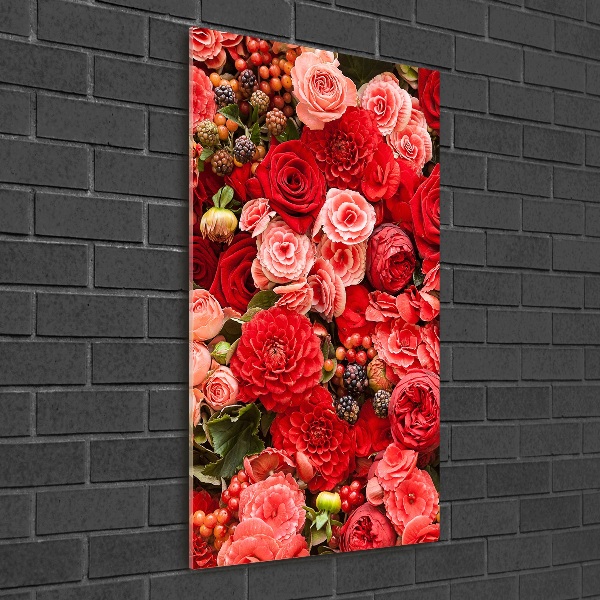 Verticale glasfoto Een boeket bloemen