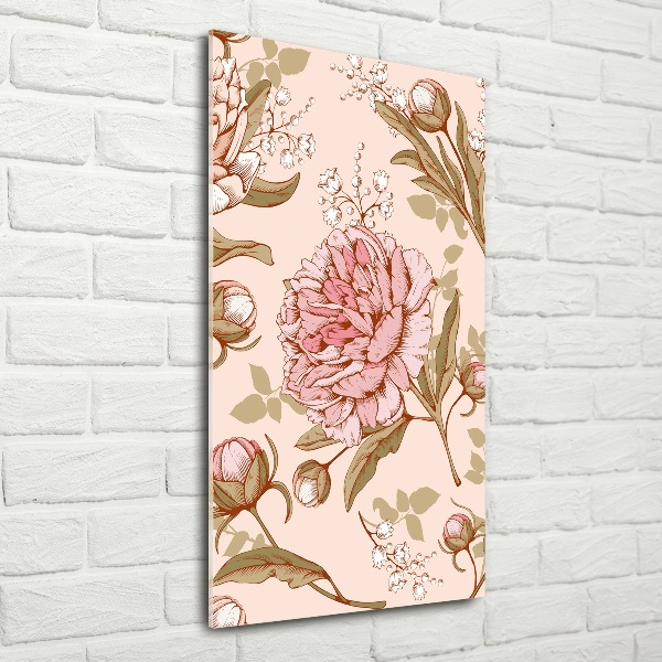 Verticale foto op glas Pioenrozen