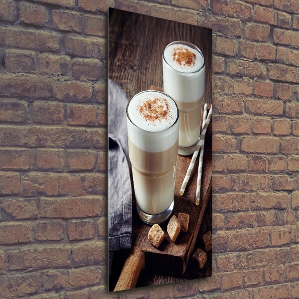 Verticaal glasschilderij Latte koffie