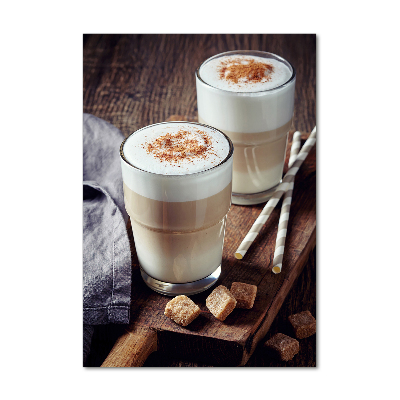 Verticaal glasschilderij Latte koffie