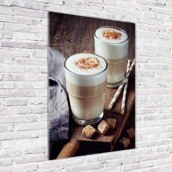 Verticaal glasschilderij Latte koffie