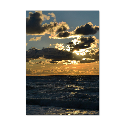 Verticale foto op glas Zonsondergang aan zee