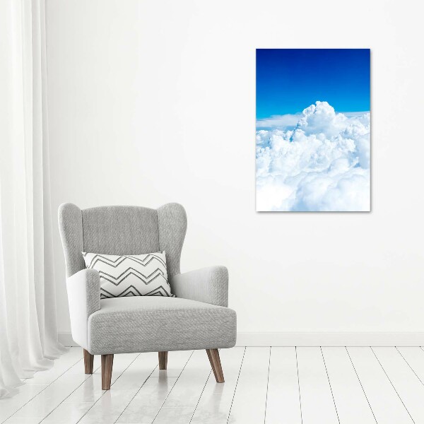 Verticale glasfoto Vliegen boven de wolken