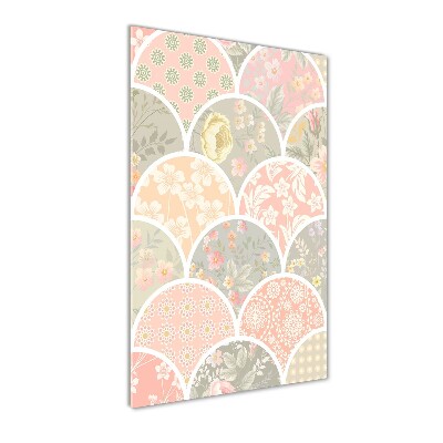 Verticaal glasschilderij Bloemenpatroon