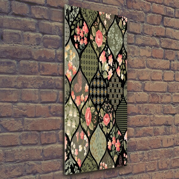 Verticale foto op glas Bloemenpatroon