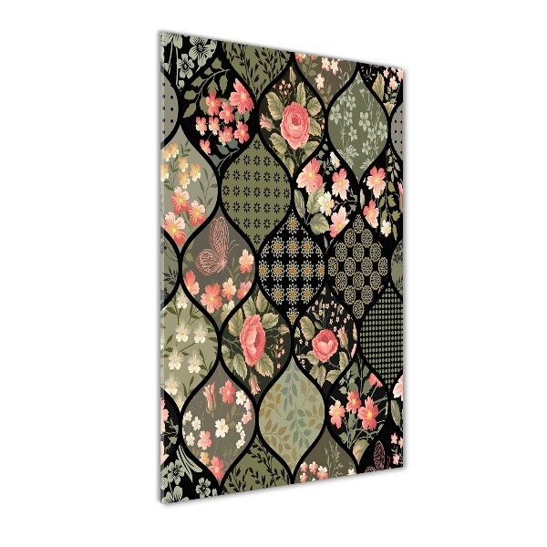 Verticale foto op glas Bloemenpatroon