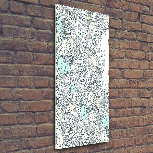 Verticale glasfoto Bloemenpatroon