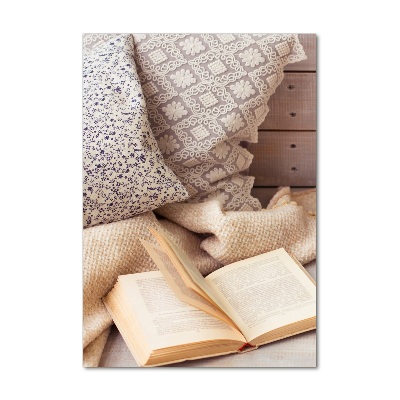 Verticaal glasschilderij Ontspannen met een boek