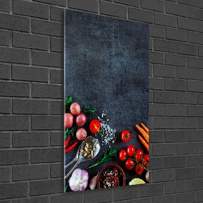 Verticale foto op glas Groenten en kruiden