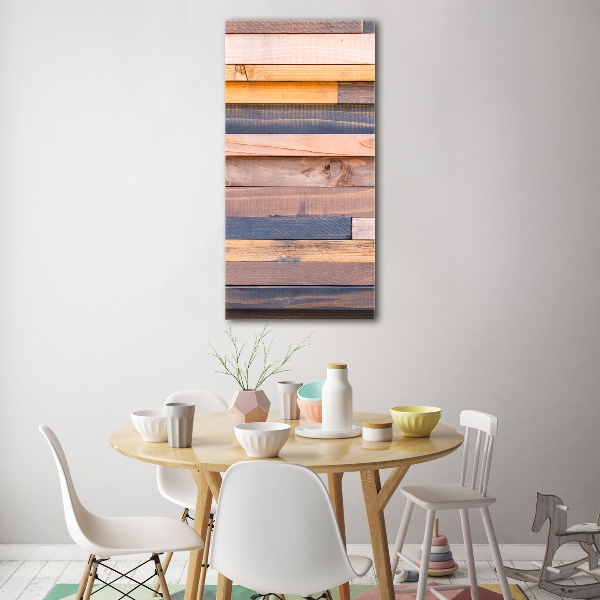 Verticale foto op glas Houten muur
