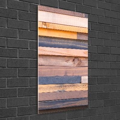 Verticale foto op glas Houten muur