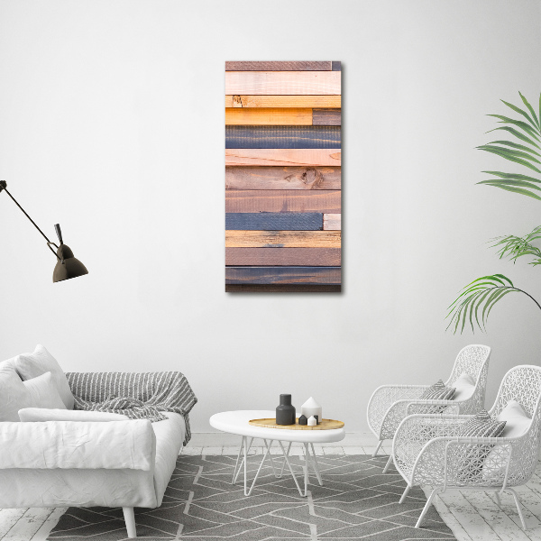 Verticale foto op glas Houten muur