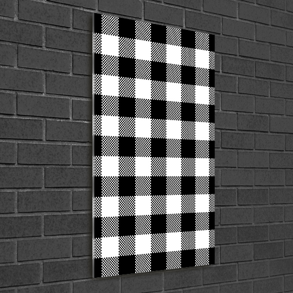 Verticaal glasschilderij Zwart-wit geblokt