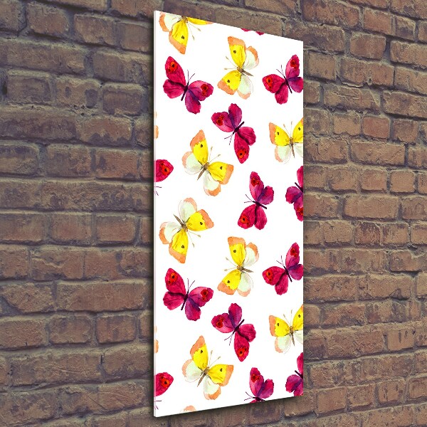Verticaal glasschilderij Kleurrijke vlinders