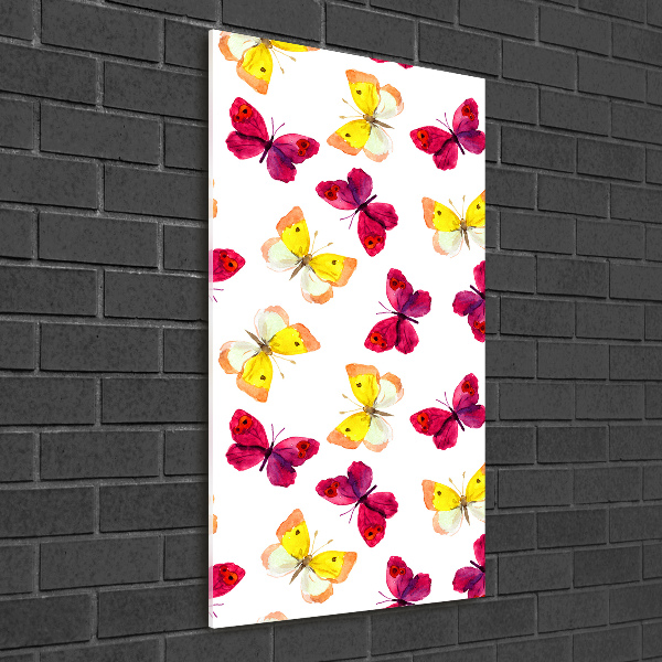 Verticaal glasschilderij Kleurrijke vlinders